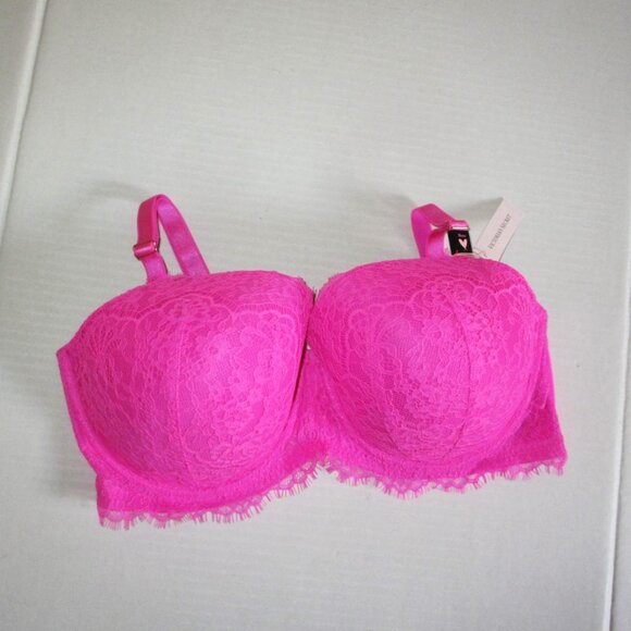 38DDD Victoria's Secret Dream Angels Lightly Lined Demi Bra Hot Pink Lace $59 - Picture 1 of 7